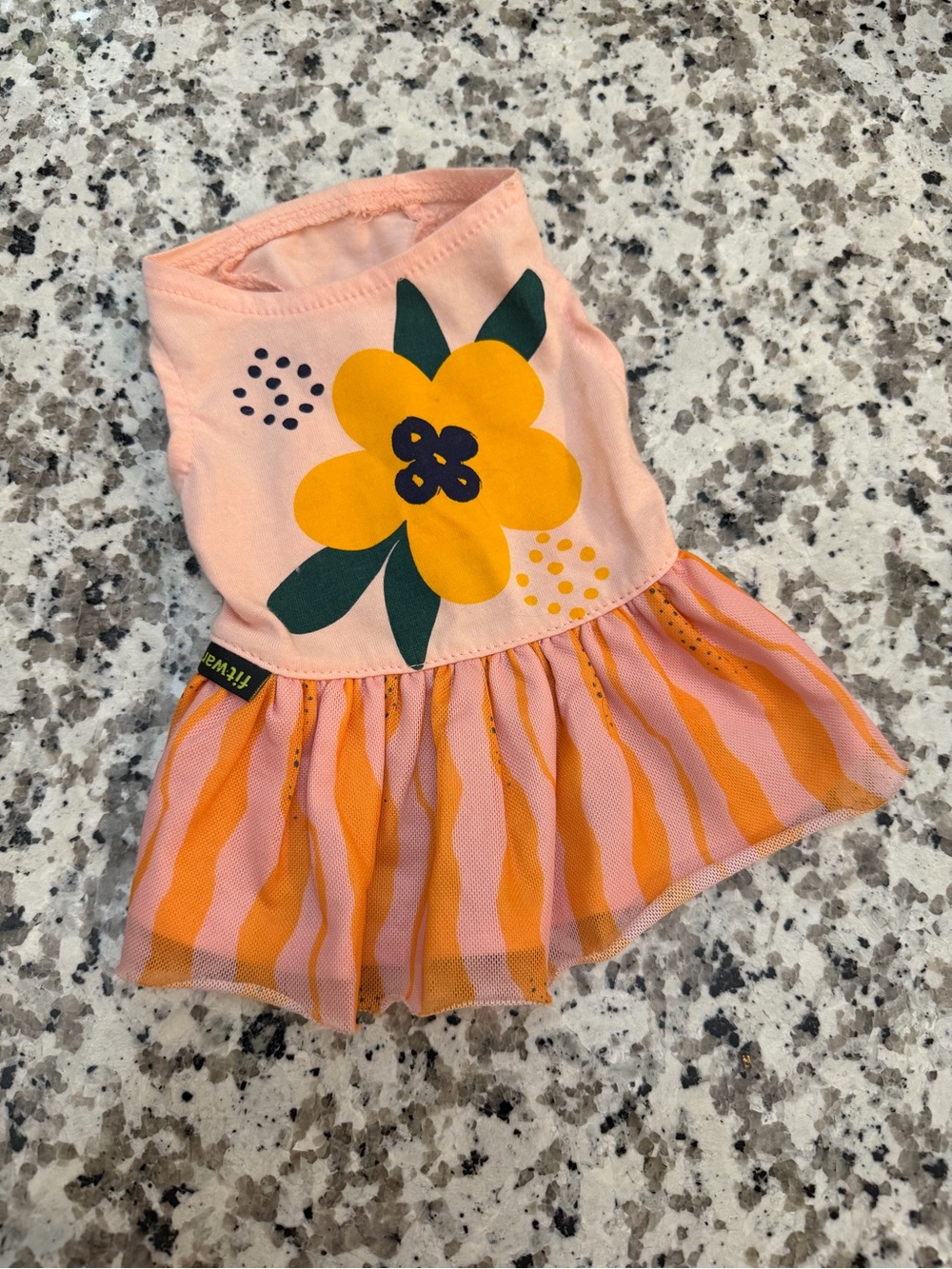 Pink, Yellow, and Orange Floral Pet Dress. XS